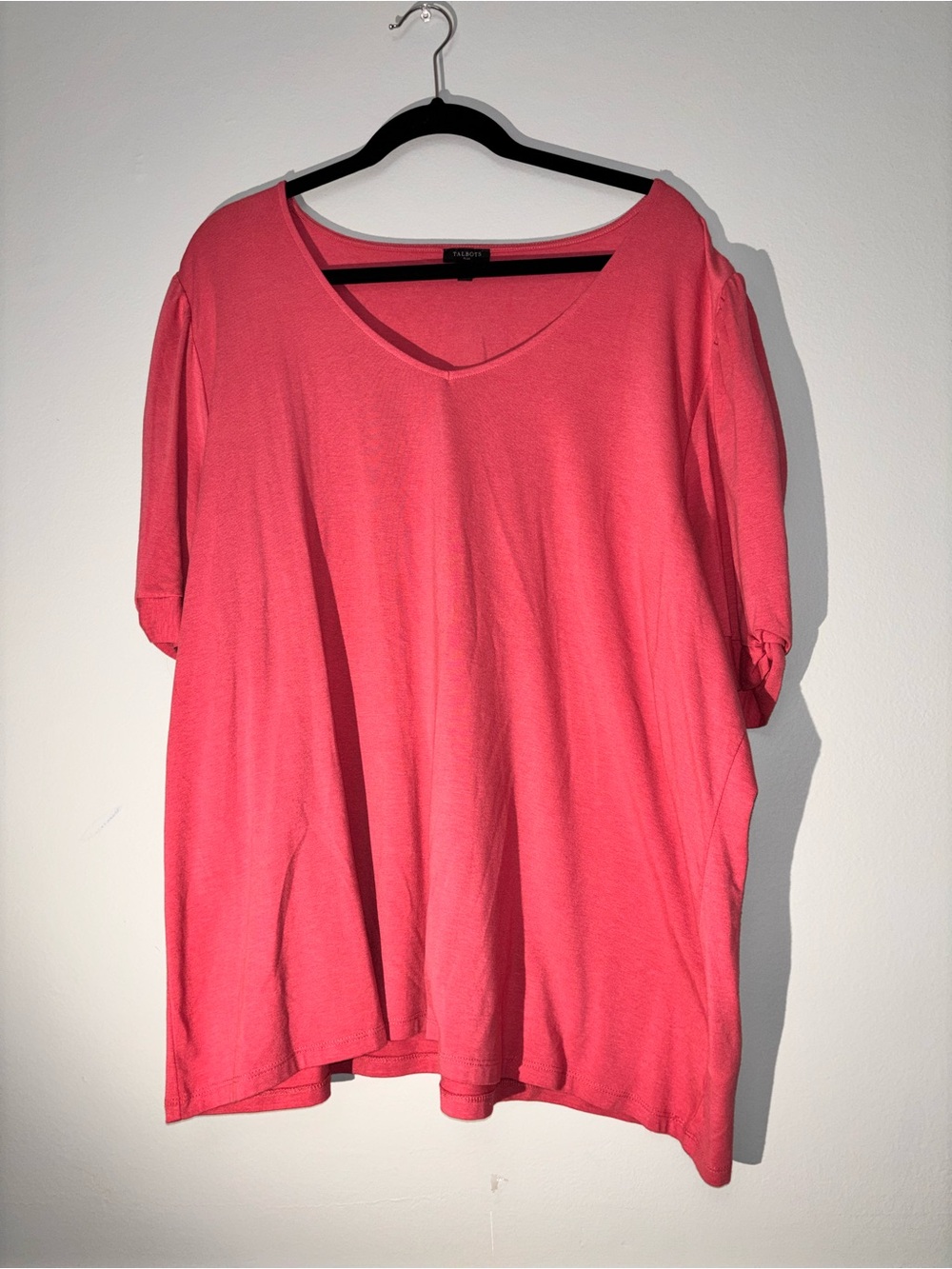 Talbots Plus Relaxed V-Neck Women’s Top - Coral Pink